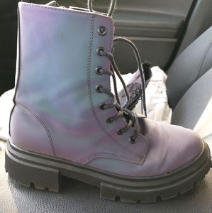 Zara iridescent combat boots